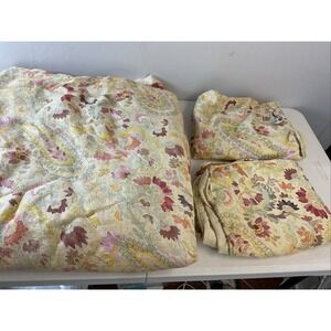 Pine Cone Hill 100 % Linen colorful paisley floral Queen duvet cover 2 shams